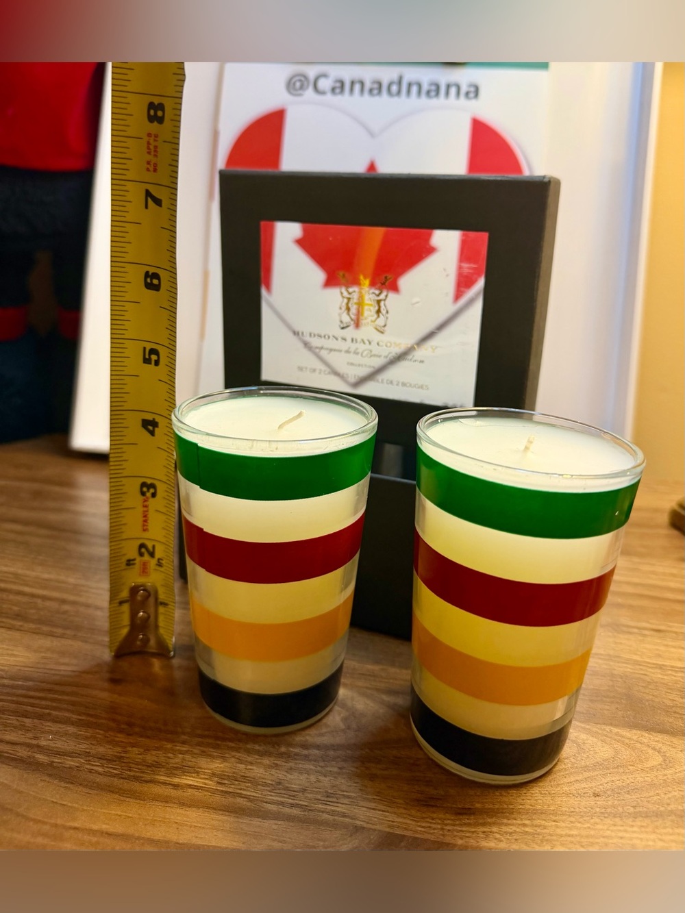 Hudson's Bay Company Boxed Set of HBC Striped Glass Candles-Unscented